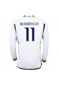 Real Madrid Rodrygo Goes #11 Jalkapallovaatteet Kotipaita 2023-24 Pitkähihainen